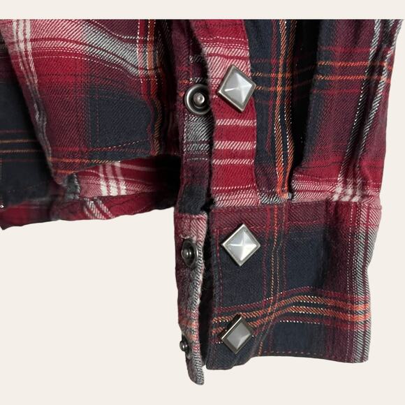 Harley-Davidson Motorcycles Red Plaid Flannel Long Sleeve Button Up Shirt Size S - Picture 10 of 11